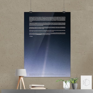 Pale Blue Dot poster, NASA Voyager 1 (2020 revision) with Carl Sagan quote — Space poster, science poster, photo poster [inches]