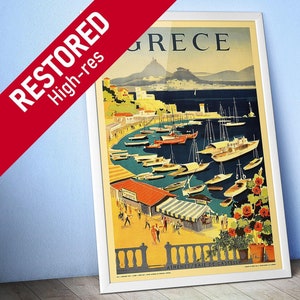 Greece (Grece), 1955 — retro vintage travel poster, retro travel art, travel wall decor [French]