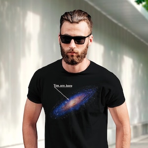 Estás aquí: Mapa de la Vía Láctea — Camiseta unisex de manga corta, camiseta espacial, mapa estelar, camiseta de la Vía Láctea, camiseta "Estás aquí"