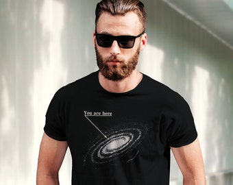 You are here: Milky Way galaxy map — Short-Sleeve Unisex T-Shirt, space t-shirt, star map
