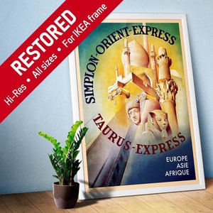 Simplon Orient Express, Taurus Express, Egypt, Turkey — retro vintage travel poster, retro travel art, retro travel wall art