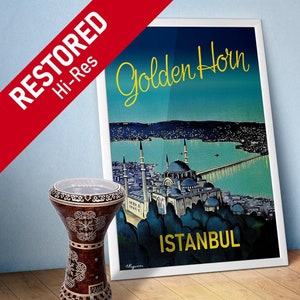 Istambul, Turquia, década de 1950 — pôster de viagem retrô, arte de viagem vintage, arte de parede de viagem retrô, impressão de viagem retrô