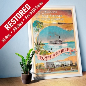 Egypt & The Nile, 1910s — retro vintage travel poster, retro travel art, retro travel wall art