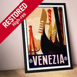 Venezia, Italia, anni '30 — poster di viaggio retrò, arte di viaggio d'epoca, decorazione murale retrò, poster art déco