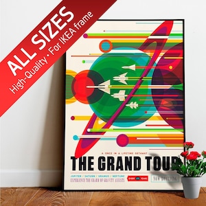 The Grand Tour: Jupiter, Saturn, Uranus, Neptune (NASA Visions of the Future) — vintage space poster, space travel poster, space poster