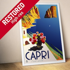 Capri - L&#39;Isola del Sole, Italie (ENIT, 1952) — affiche de voyage rétro vintage, art de voyage vintage, affiche de propagande