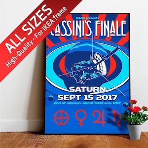Cassini&#39;s Finale, Saturn (NASA Visions of the Future) — vintage space poster, retro space poster, space travel poster, space poster