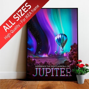 Jupiter (NASA Visions of the Future) — vintage space poster, space travel poster, space poster, space art, neon poster, vaporwave, synthwave