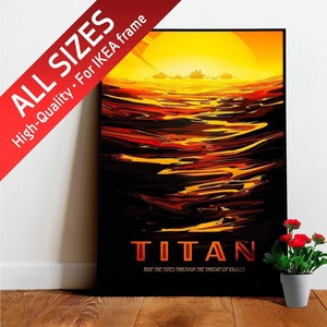 Titan, Saturn (NASA Visions of the Future) — vintage space poster, retro space poster, space travel poster, space poster, space art