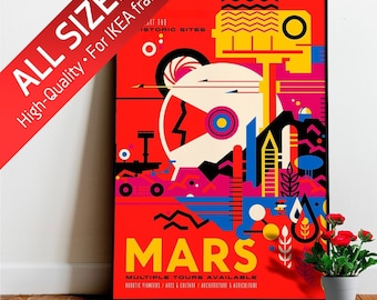 Mars: Multiple Tours Available! — retro space poster, 1950s retro space travel print, retro sci-fi 1960s, propaganda space tours