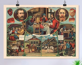 Russian anti-alcohol poster, Russia, 1902 (No Vodka poster) — Russian vintage vodka poster, vintage beer poster, propaganda poster