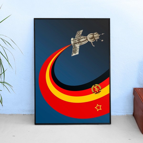 Soyuz 31, GDR/DDR/USSR, 1978 — Soviet vintage space poster, retro soviet art, soviet space, propaganda poster