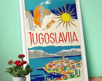 Vintage Yugoslavia Adriatic posters – 1950s Travel Art Print Set, Retro Beach Wall Decor, Mid Century Socialist Yugoslavia Collection