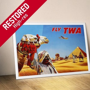 Egypt, TWA 1950 — retro vintage travel poster, retro travel art, retro travel wall art