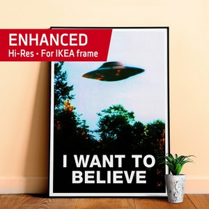 Quiero creer. Póster original, póster de Expediente X (Ver. #2, temporada 4-5, 1996-1997): póster de ciencia ficción, póster de película, impresión de arte espacial