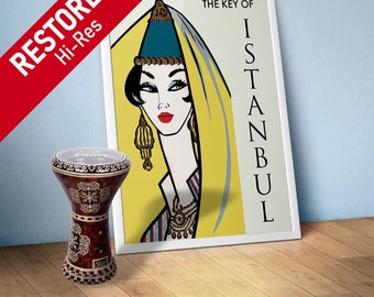 Istanbul, Turkey, 1960s — retro vintage travel poster, retro travel art, retro travel wall art