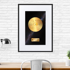 Voyager 1 Golden Record — Matte paper framed poster with mat. Space poster, science poster, space wall art decor, science gifts, nerdy gifts