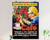 Coffee retro vintage adv, Campanha Da Boa Bebida, 1950s (Brazilian coffee) RESTORED coffee vintage poster, coffee print, retro poster