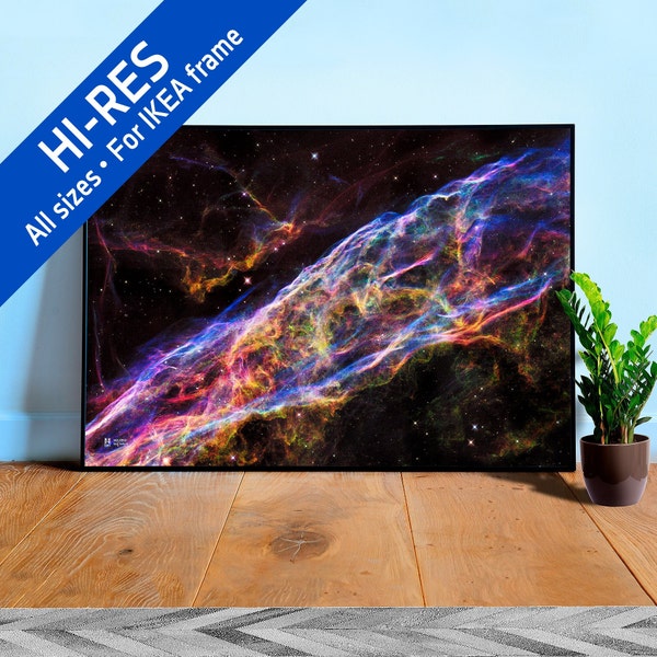 Veil Nebula. NGC 6960 — NASA Hubble Space Telescope — space poster, science poster, space photo, abstract poster