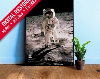 Apollo 11: Edwin Aldrin walking on the lunar surface (Moonwalk), 1969, NASA — space poster, photo poster, Earth poster, science poster