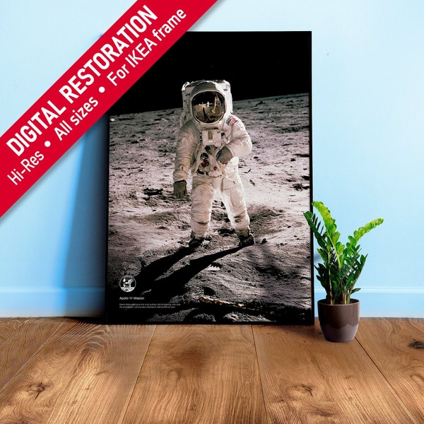 Apollo 11: Edwin Aldrin walking on the lunar surface (Moonwalk), 1969, NASA — space poster, photo poster, Earth poster, science poster