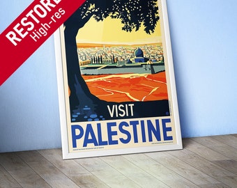 Visit Palestine. 1930s — Retro travel poster. Vintage travel art, retro travel wall art, vintage wall decor