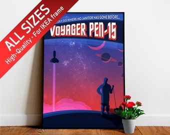 Voyager Pen-15 (NASA Visions of the Future) — vintage space poster, retro space poster, space travel poster, space poster, space art