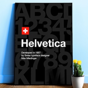 Helvetica font poster, 1957 — design typography poster, abstract print, aesthetic art poster, modern poster, typography wall decor, text art
