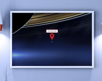 You are here: Cassini, Pale Blue Dot, Saturn — space poster, science poster, galactic map, space map