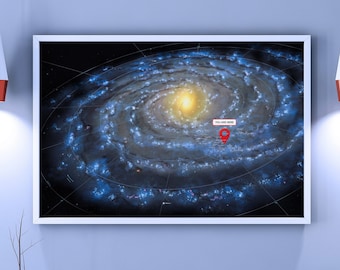 You are here: Milky Way galaxy map — space poster, science poster, galactic map, space map