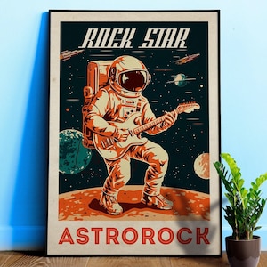 Rock Star, Astrorock — Vintage space poster, retro space art, propaganda poster, retrofuturism, retro sci-fi