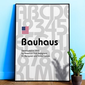 Bauhaus font, 1975 — design typography poster, abstract print, aesthetic art poster, modern poster, typography wall decor, 1950s poster