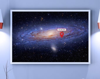 You are here: Milky Way galaxy — space poster, science poster, galactic map, space map