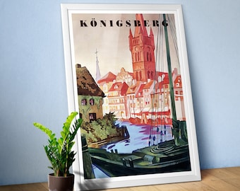 Konigsberg/Königsberg, Prusia, Alemania, 1937 — cartel de viaje retro vintage, arte de viaje retro, arte de pared de viaje retro