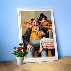 Pilsner beer, Ivan Durnev, Russia, 1910s — Russian vintage beer wall art poster, vintage beer poster, propaganda poster