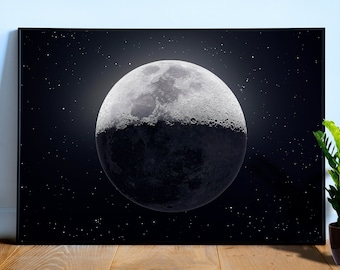 Full Moon in detail (Hi-Res poster) — space poster, Moon art print, space art, Moon photo, cosmic photo poster