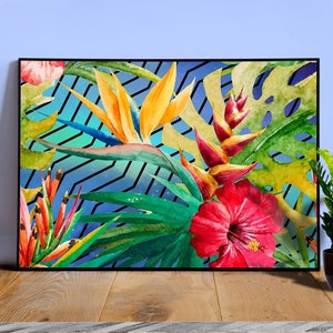 Tropical Synthwave Space #10 Neon Geometric Jungle — space poster, tropical poster, synthwave neon poster, abstract poster