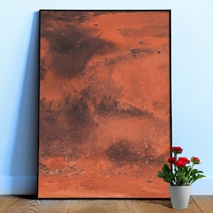 Marskaart, poster Marsoppervlak — Ruimteposter. Wetenschappelijke muurkunst met planeetfoto, astronomiewanddecor, esthetische print