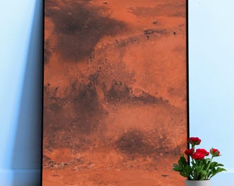 Mars map, Mars surface poster — Space poster. Science wall art with planet photo, astronomy wall decor, aesthetic print