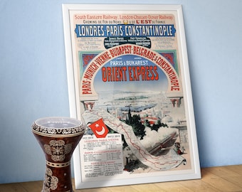 Orient Express, Istanbul, Turkey, 1888 — retro vintage travel poster, retro travel art, retro travel wall art