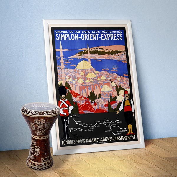 Orient Express, Simplon, Istanbul, Turquie, 1900 — affiche de voyage rétro, art de voyage rétro, art mural de voyage rétro