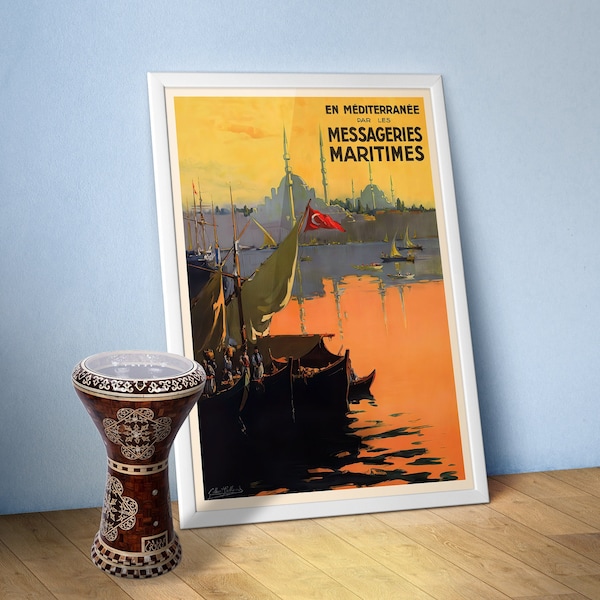Istanbul, Turkey, 1910s — retro vintage travel poster, retro travel art, retro travel wall art