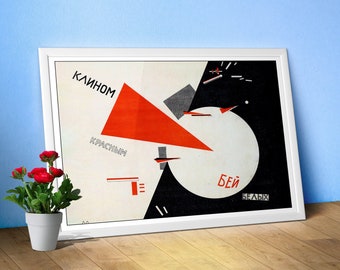Beat the Whites with the Red Wedge, El Lissitzky, USSR 1919 — Sovjetretroposter, Sovjetconstructivisme, avant-garde, Sovjet-Bauhaus