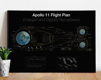 Apollo 11 Flight Plan (Enlarged and Digitally Remastered) — space poster, science poster, retro vintage poster chart, NASA poster