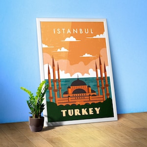 Istambul, Turquia — Pôster minimalista de viagem retrô, arte de viagem retrô, arte de parede de viagem retrô, arte vetorial