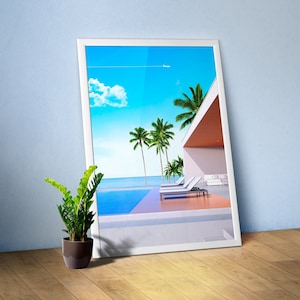 City Pop Poster Ibiza Spanien Miami Ägypten 1 – Retro-Reise-Wandkunst, Druck im Hiroshi Nagai-Stil, Boho-Dekor, minimalistisches ästhetisches Plakat
