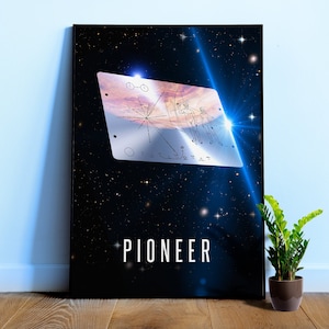NASA Pioneer 10 plaque, 3D — Space poster, science print, space wall decor, space art, science gifts, nerdy gifts
