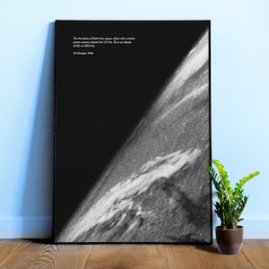 The first photo of Earth from space, 1946 — Space poster, science poster, space wall decor, space photo