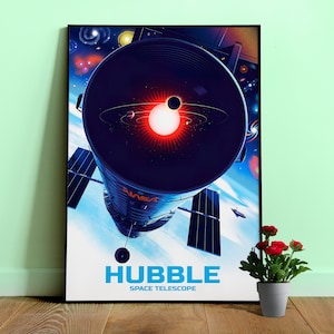 Hubble Space Telescope, NASA/JPL poster — space poster, science poster, retro vintage space poster