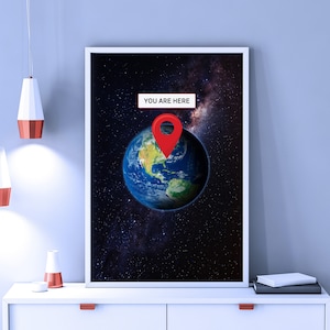 Du bist hier: Erde — Weltall Poster, Wissenschaftsposter, galaktische Karte, Weltall Poster